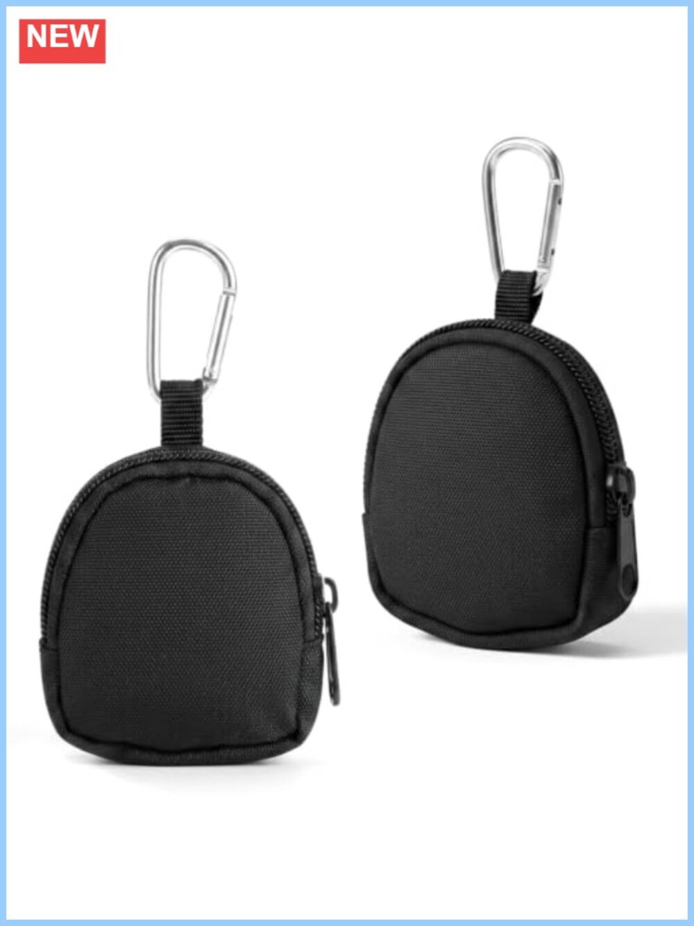 2 Pc Canvas Coin Purse Keychain Pouch with Carabiner Clip Mini Zipper Wallet